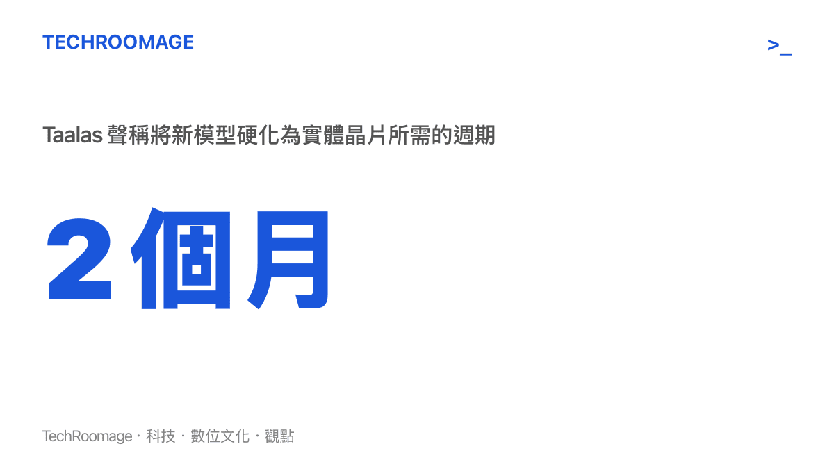 Taalas 聲稱將未適配的新 AI 模型轉化為客製化矽晶片所需的兩個月研發時程