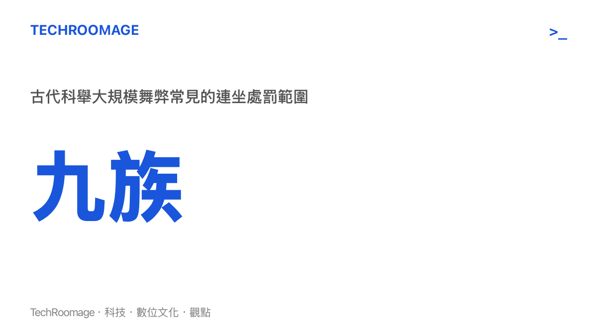 統計圖卡呈現古代科舉舞弊案可能導致的九族連坐懲罰範圍