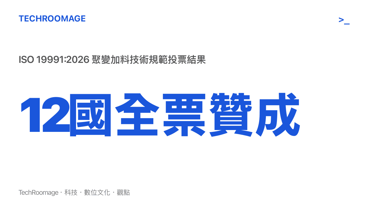 統計圖卡顯示 ISO 19991:2026 聚變加料技術規範在最終投票階段獲得包含法國德國俄羅斯等十二個國家全票贊成通過