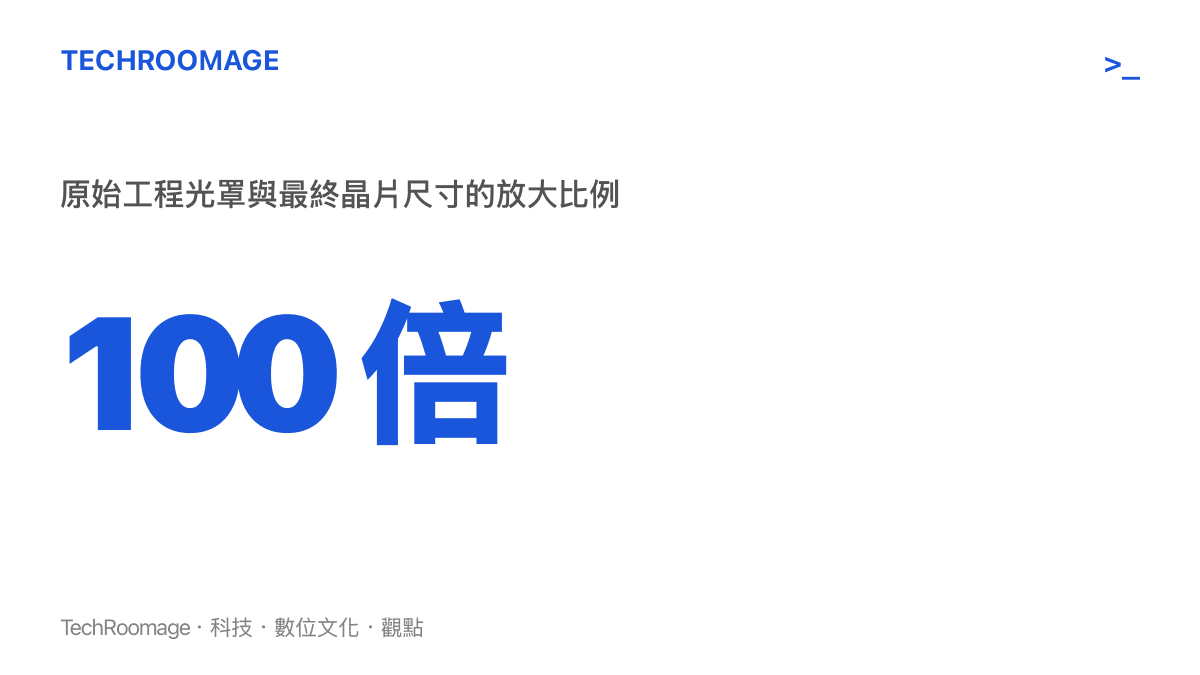 數據圖卡顯示英特爾 8080 原始工程光罩膠片放大了約一百倍，以容納手工繪製的五千個電晶體電路結構