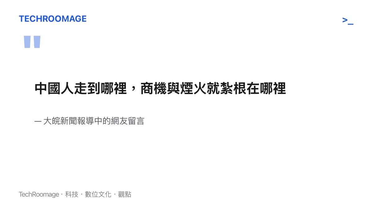 大皖新聞報導中網友的感慨：中國人走到哪裡，商機與煙火就紮根在哪裡