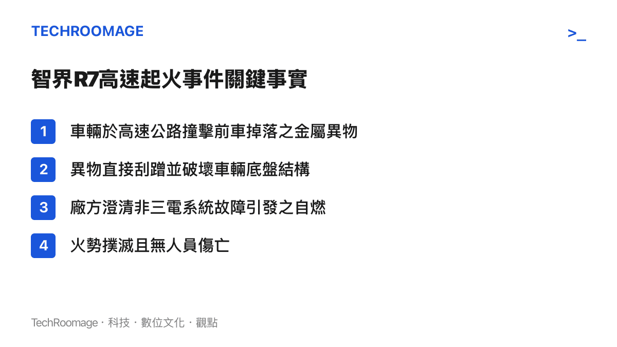 智界R7高速起火事件的四項關鍵事實與官方澄清重點