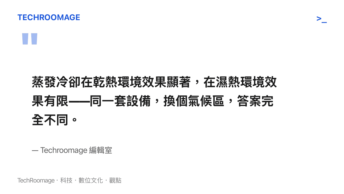 編輯室關於蒸發冷卻效果受氣候濕度影響的判斷引述圖卡