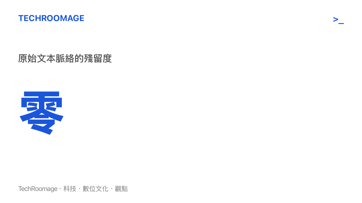 統計圖卡說明在極致碎片化的二創影片中，原劇情警匪片的嚴肅背景幾乎完全被抹除，脈絡殘留度為零