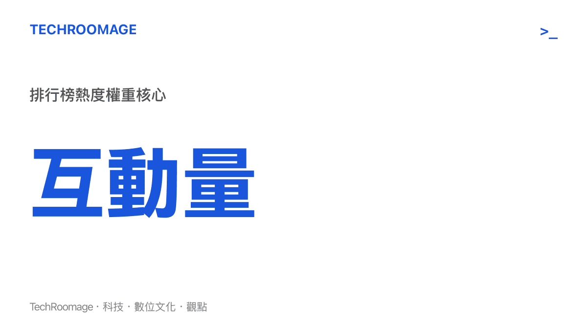 統計圖卡呈現手機排行榜的熱度權重核心計算公式，主要由使用者點擊率、留言互動數與頁面停留時間組成