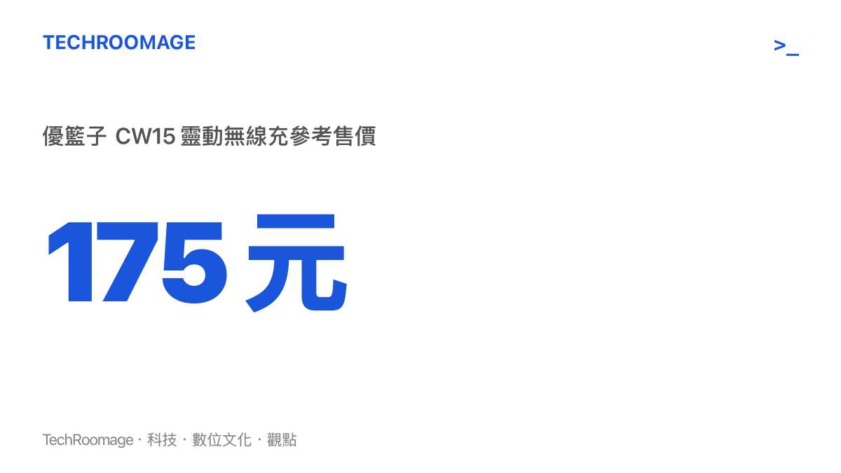 統計圖卡呈現優籃子 CW15 靈動無線充的參考售價為人民幣 175 元