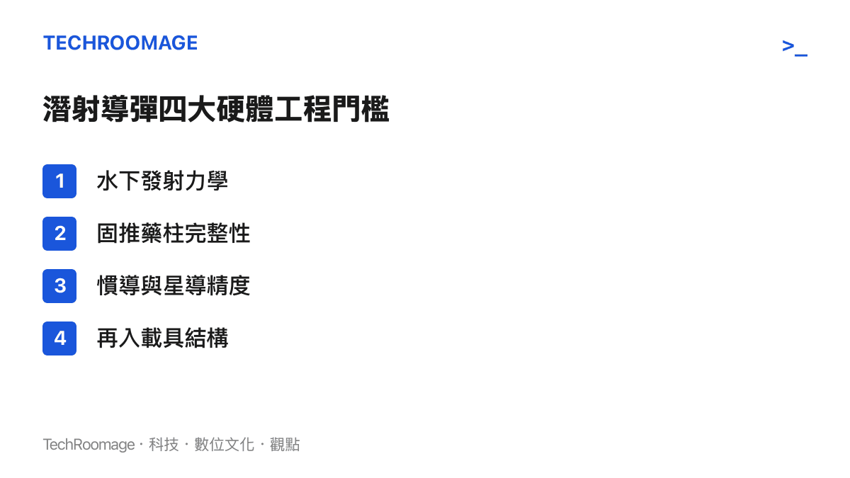 潛射戰略導彈四項核心硬體工程技術門檻列表