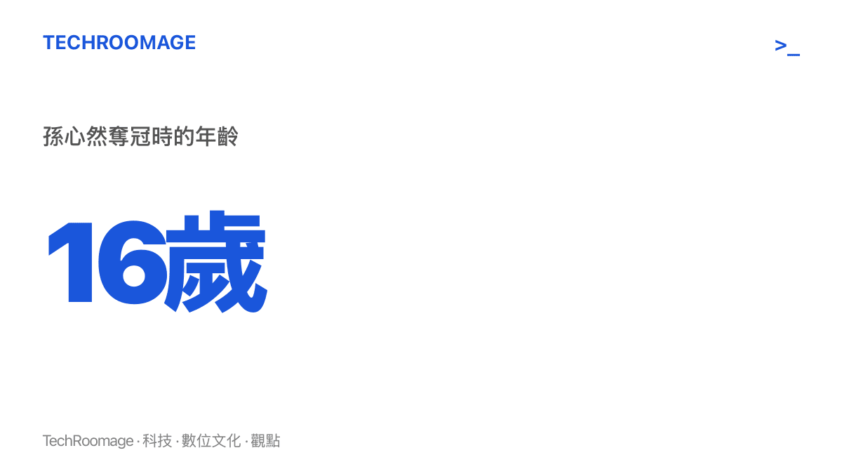 統計圖卡標示孫心然以16歲之齡奪下美網青少年組女單冠軍，成為影片平臺各種歷史第一人標題的主角