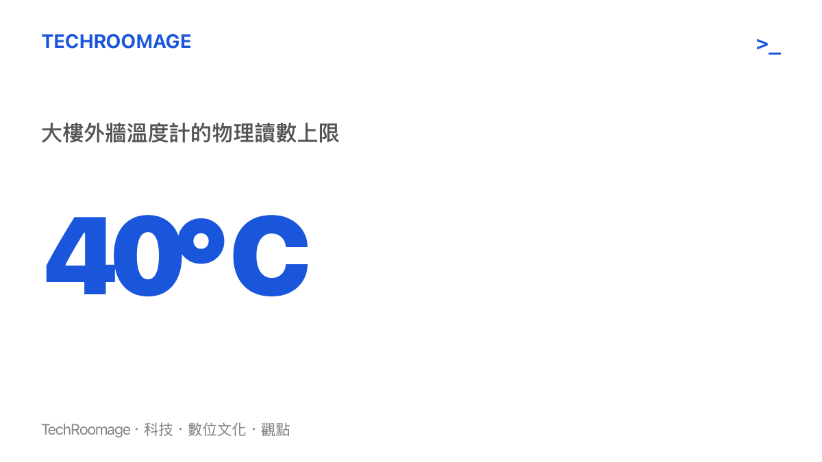 通化大樓外牆溫度計顯示達到最高刻度的四十度
