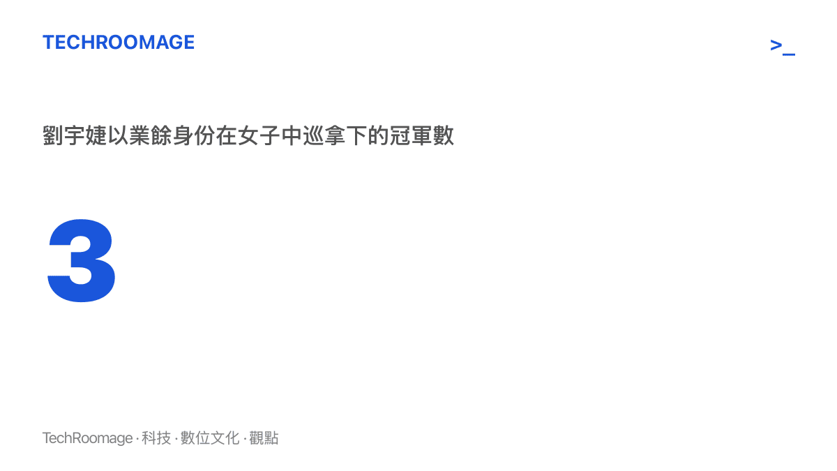 劉宇婕以業餘球員身份在女子中巡巡迴賽累積的三座職業賽事冠軍，含中國女子公開賽在內