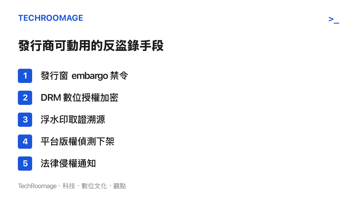 遊戲發行商在發售前可調動的反盜錄與版權保護手段清單