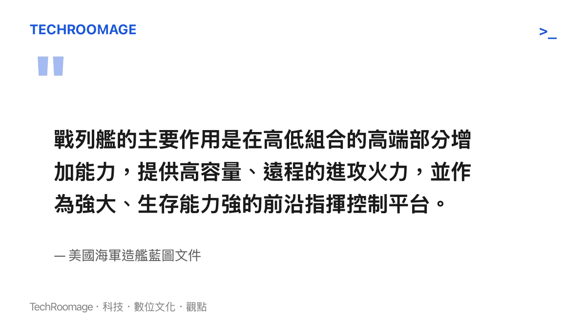 引述美國海軍官方對於新型戰列艦任務定義的說明文件內容
